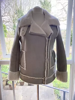 Buy Ladies George Aviator Style Faux Fur Suede Jacket Size 12 Eur 40 Hardly Worn  • 14.99£