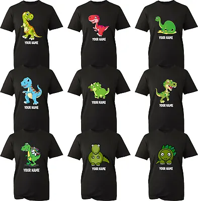 Buy Personalised T-rex Dinosaur T-shirt Cute Characters Birthday Gift Unisex Tee Top • 11.99£