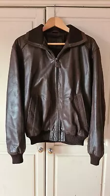 Buy M&S BLUE HARBOUR Mens Genuine Brown Leather Jacket Size S • 60£