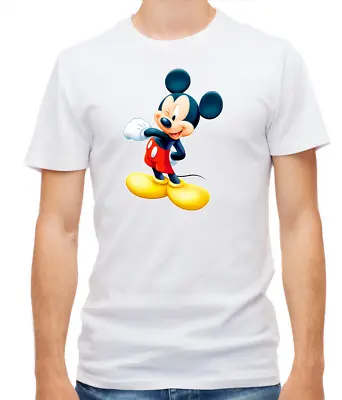 Buy Mickey Mouse, Cartoon Character White/Black Short Sleeve Men T Shirt G005 • 11.44£