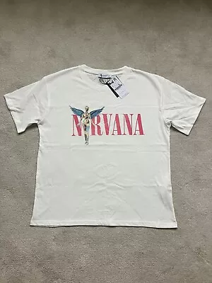 Buy Genuine Official Nirvana White & Pink T Shirt New With Tags Stradivarius Size XL • 10£