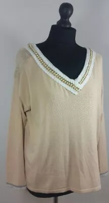 Buy Cherry Jumper Size Large T2 Long Sleeve Top High Low V Neck Glitter Sweater Chic • 13.77£