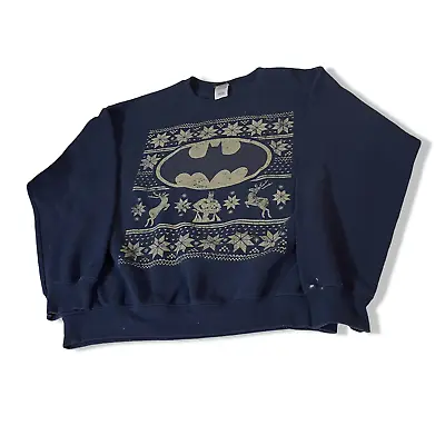Buy Vintage Justice League Batman Christmas Unisex Navy Large Sweatshirt|L26W24|3789 • 31.77£