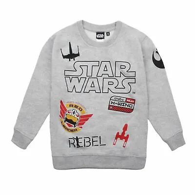 Buy Star Wars Boys Sweatshirt Rebel Alliance Badges Jumper Kids 3-10 Years Official • 14.99£
