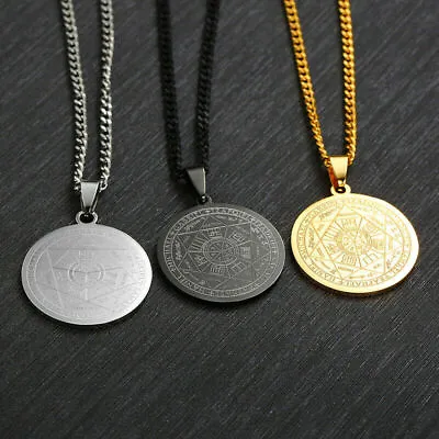 Buy Male Seven Seals Of The Archangels Coin Pendant Necklace Stainless Steel Jewelry • 5.99£