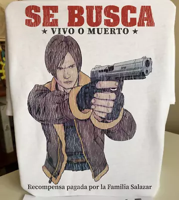 Buy Resident Evil 4 Remake Leon Kennedy Spanish Wanted Poster T-Shirt • 16.49£