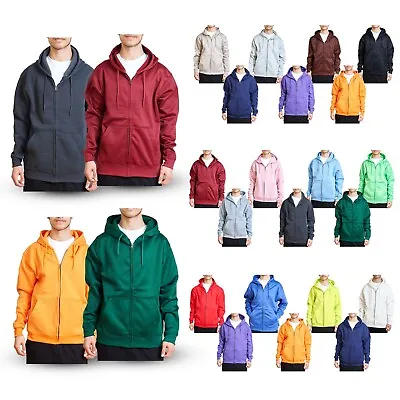 Buy Mens Zipped Hoodie Polyester Plain Zip Up Fleece Sweatshirt Hoody Track Work Top • 11.99£
