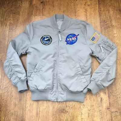 Buy Alpha Industries Space Themed Grey MA1 Reversible Bomber Jacket Discovery NASA • 69.99£