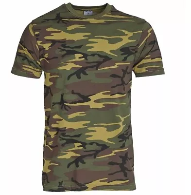 Buy 100% Cotton T-SHIRT Camo Army CAMOUFLAGE Army British Military Hunting Fishing • 6.95£