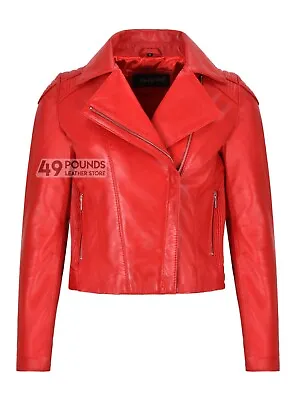 Buy Ladies Biker Leather Jacket Slim Fitted Fashion Napa LEATHER Jacket 4245 • 41.65£