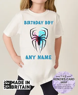 Buy Spiderman Kids Personalised Birthday Boy T-shirt Any Name Any Number V1 • 9.70£