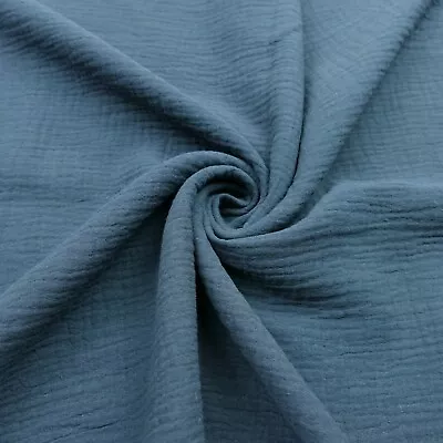 Buy Double Gauze 100% Cotton Fabric Dressmaking Plain Lightweight Muslin, 64 Colors • 5.49£