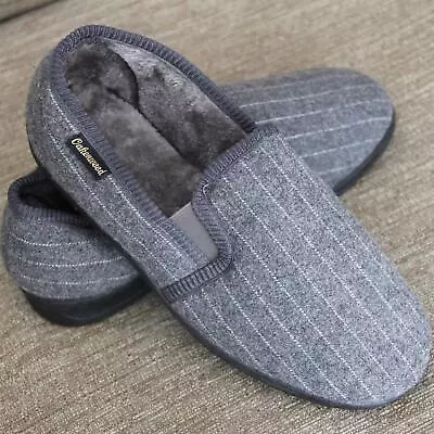 Buy Mens Slippers Faux Fur Lined Comfy Warm Cosy Full Men's Slippers With Hard Soles • 16.99£