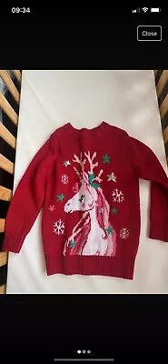 Buy 4-5 Years Christmas Jumper Girls Unicorn • 0.99£
