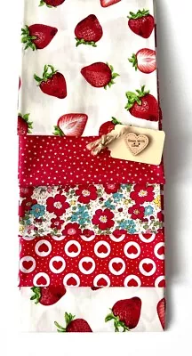 Buy 100% Cotton Poplin Fat 1/4 Bundle Floral Heart Red Strawberry Star ROSE HUBBLE • 9.78£