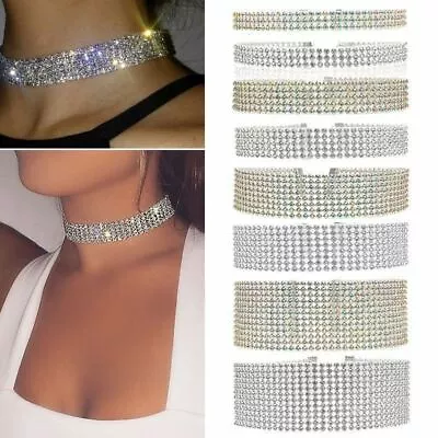 Buy Fashion Women Full Diamond Crystal Rhinestone Choker Necklace Wedding Jewellery • 2.22£