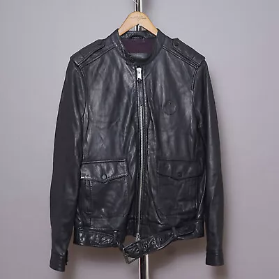 Buy ALL SAINTS Biker Rock Bomber Leather Jacket MEDIUM Mens Black Celebrity Dorset M • 99.99£