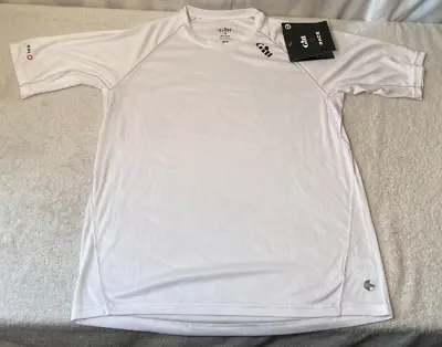 Buy GILL Mens Water Sport Race Short Sleeve UV Tec White T-Shirt Size S Rrp £42 • 24.99£