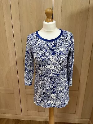Buy Ruth Langsford 3/4 Sleeve Scoop Neck Top- Size XS - Blue Paisley • 26£