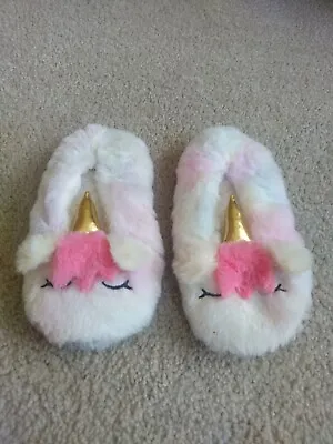 Buy Unicorn Slippers Shoes For Girls Size Medium Rainbow Gold Pink 5-7 • 6.29£