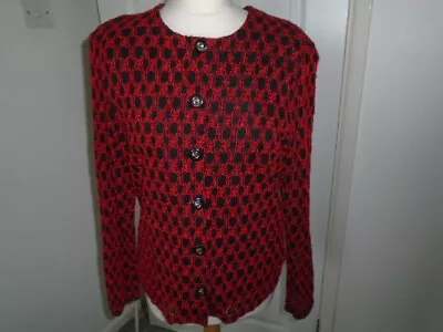 Buy Vintage Red And Black Lined Long Sleeve Jacket Top, BETTY CLARK, Size 14 • 3.99£