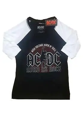 Buy AC/DC Hard As Rock Raglan 3/4 Sleeve T Shirt • 12.94£