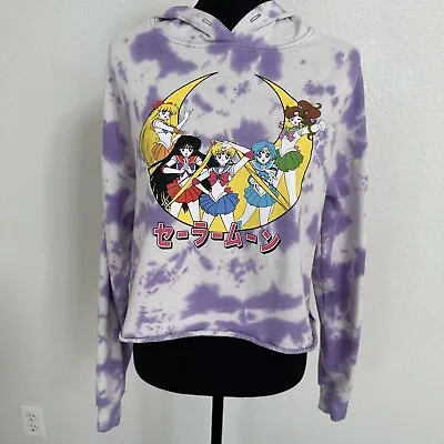 Buy Sailor Moon Tie-Dye Pullover Crop Hoodie Purple Womens Size Small Hot Topic • 23.67£