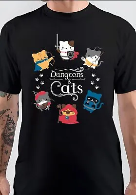 Buy NWT Dungeons And Cats Cartoon Funny Animal Unisex T-Shirt • 23.16£