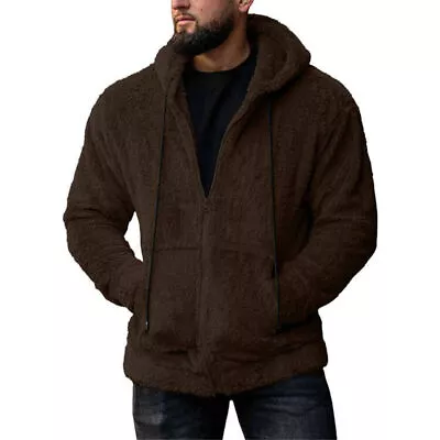 Buy Men's Fleece Teddy Bear Hooded Hoodies Coat Winter Warm Faux Fur Zip Outwear • 22.17£