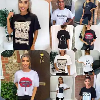 Buy Womens Short Sleeve Paris Slogan T-Shirt Ladies Oversized Summer Casual Tee Tops • 7.95£