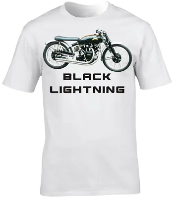 Buy T-Shirt Black Lightning Motorcycle Biker Short Sleeve Crew Neck • 16.99£