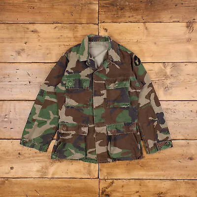 Buy Vintage Military Jacket XS 90s Camouflage Green Button • 26.24£