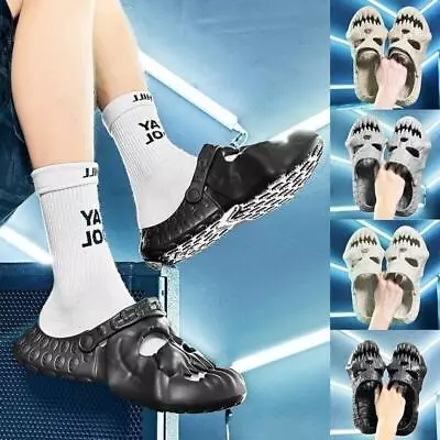 Buy Skull Slippers Couple Sandals Gothic Flip Flops Punk Design Slides Thick Bottom • 18.58£