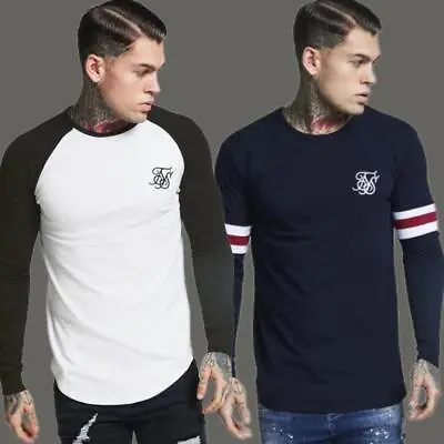 Buy Mens Designer Sik Silk Siksilk King Full Long Sleeve T Shirt Gym Top Tee NEW • 17.99£