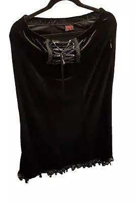 Buy Omen Clothing Long  Black Velvet Lace Skirt Goth Gothic Emo Steampunk M/l • 40£