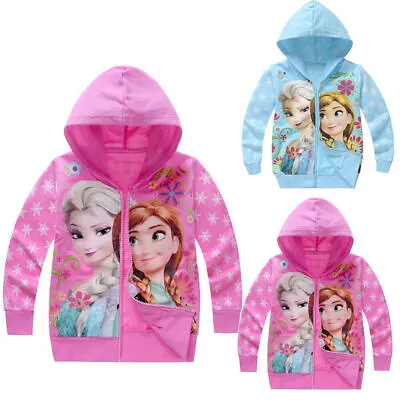 Buy Kids Girls Frozen Elsa Anna Princess Sweatshirt Hooded Coat Zip Hoodies Jacket • 7.78£