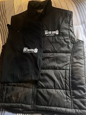 Buy RARE Doctor Who Puffer Gilet Jacket & T-Shirt Embroidered Logo BBC Cast Crew M&L • 149.99£