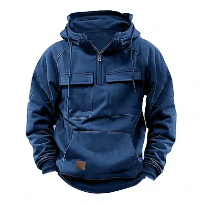 Buy Men Multi-Pocket Hoodies Sweatshirt Sportwear Pullover Tops Casual Simple N • 29.68£