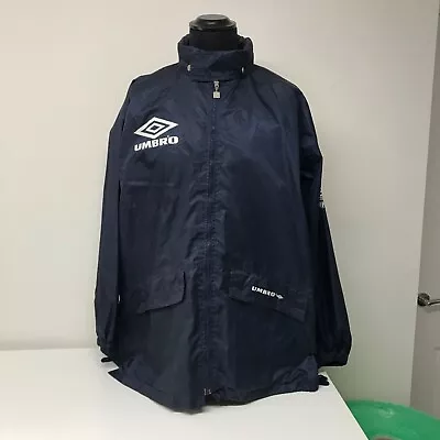 Buy Umbro Pro Training Rain Jacket Men's XL Blue Full Zip Vintage 90s Football C6 • 25£