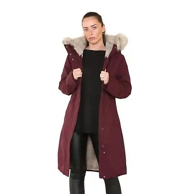 Buy Marks & Spencer Womens Longline Jacket Waterproof Hood Faux Fur Lined Parka Coat • 49.99£