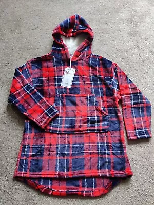 Buy Kids Red/Blue Check Oversized Hooded Blanket Onesize 7-13yr  Soft Fleece • 8.50£