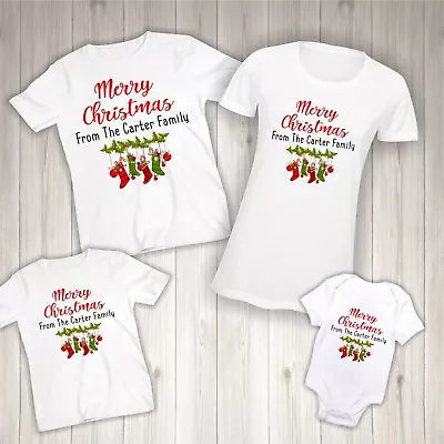 Buy Personalised Merry Christmas Family T-shirts - Matching Tshirt Surname Bodysuit • 8.95£