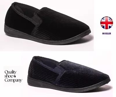 Buy Mens Slippers Gents Moccasin Slip On Twin Gusset Full Slippers House Shoes • 14.99£