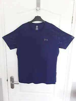 Buy UnderArmour  ' Rush' Men's Sz L  Thin Blue/ Purple Coloured Stretchy Polyester T • 14.99£
