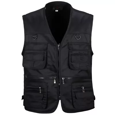 Buy Mens Multi Pocket Vest Hunting Fishing Waistcoat Safari BodyWarmer Gilet Jacket • 12.79£