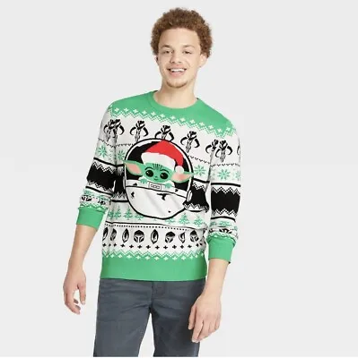 Buy Star Wars Mandalorian XXL Child Baby Yoda Ugly Holiday X-MAS Santa Sweater 2XL • 23.15£