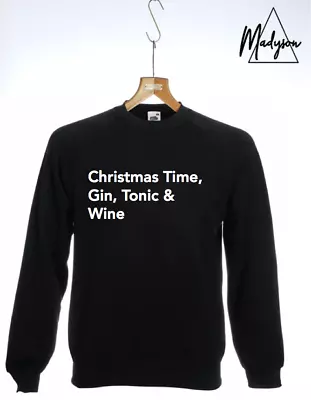 Buy Christmas Time Sweatshirt Sweater Top Gin Tonic Wine Alternative Jumper S M L XL • 18.99£