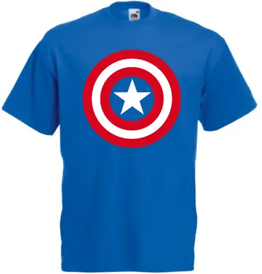Buy Captain America T-shirt Blue Cotton FOTL New MENS/LADIES MULTI  • 9.49£