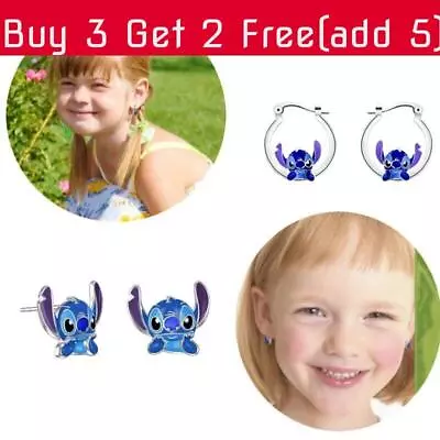Buy UK Stitch Silver Earrings Head Charm Earstuds Jewelry Fashion Cute Cartoon Gift • 3.71£
