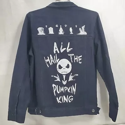 Buy Jack Skellington Black Denim Jacket Nightmare Pumpkn King Large Christmas Burton • 42.74£